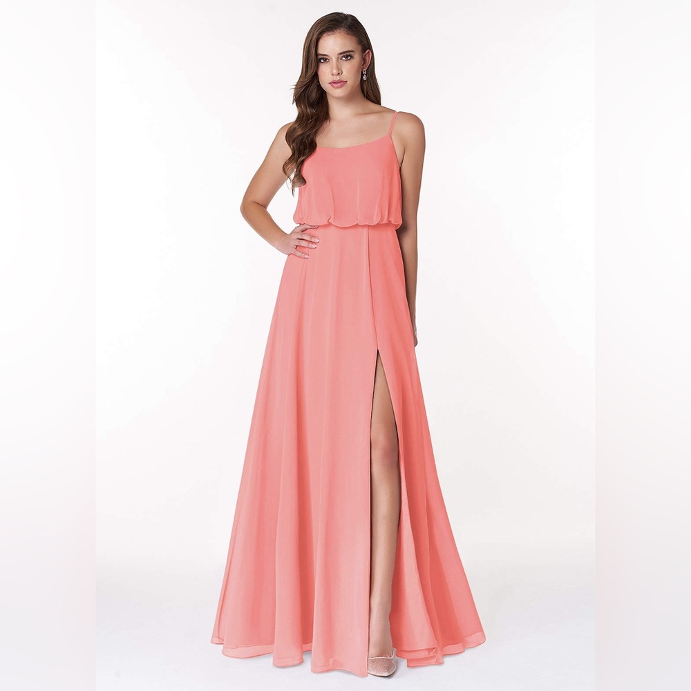 Azazie Lupe Coral Bridesmaid Dress, A6